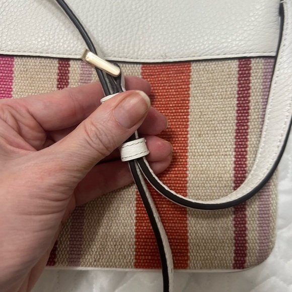Kate Spade Leila Striped Canvas Triple
Gusset Crossbody White Pink red stripes - Picture 9 of 16